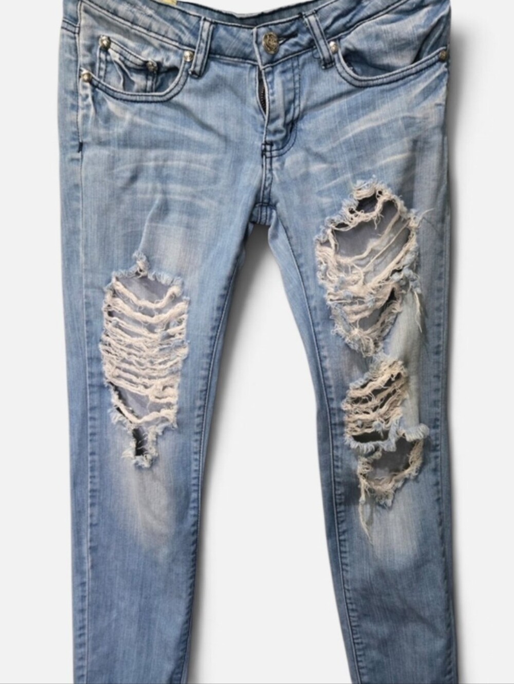Machine Jeans Womens Size 29 Distressed Skinny Jeans Light Wash Destroyed Stretc